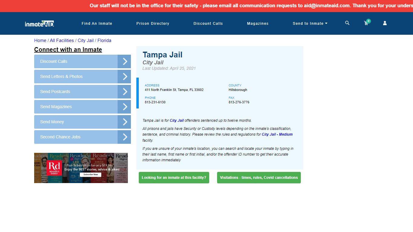 Tampa Jail | Inmate Locator