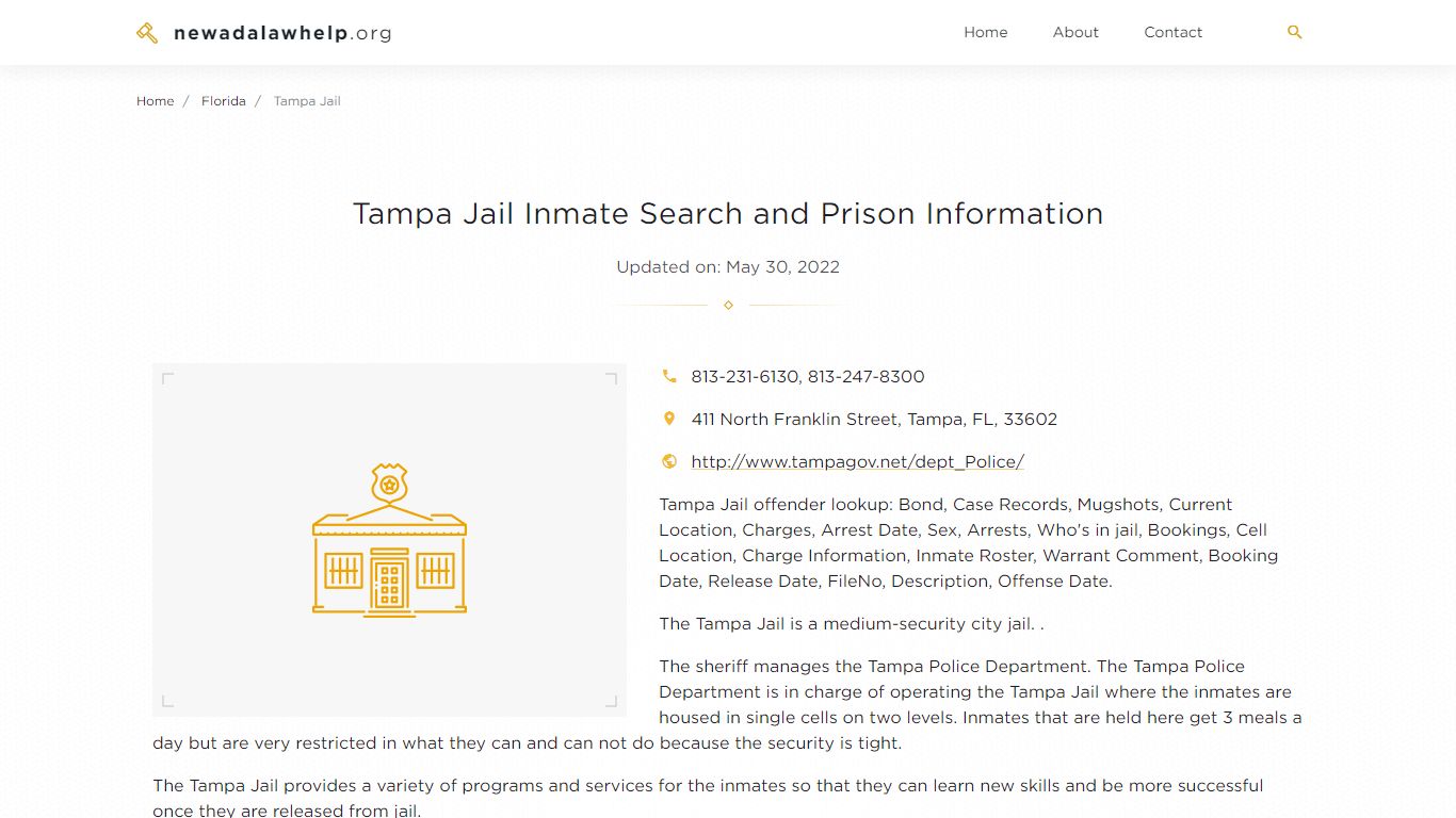 Tampa Jail Inmate Search, Visitation, Phone no. & Mailing Information